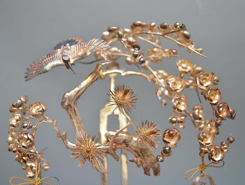 Antique Set of large Silver Kanzashi Hair Pins