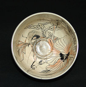 Antique Japanese Chawan Tea Bowl painted by Ogata Gekko