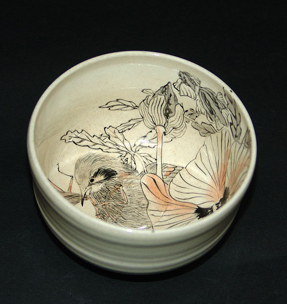 Antique Japanese Chawan Tea Bowl painted by Ogata Gekko