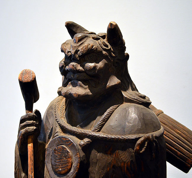Antique Praying Demon Wood Carving. Oni no Nenbutsu