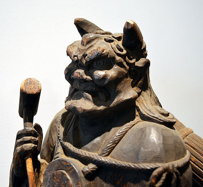 Antique Praying Demon Wood Carving. Oni no Nenbutsu