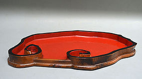 Antique Japanese Sencha Rootwood Tea Service Tray