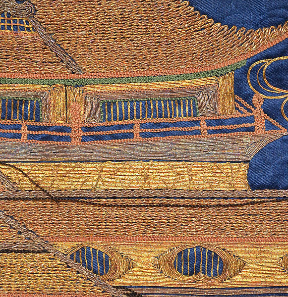 Shishu Embroidered Japanese Silk Fukusa, Golden Palace