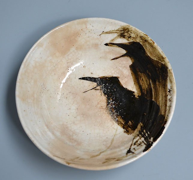 Gassaku Bowl, Crows, by Kiyomizu Rokubei/Kikuchi Hobun