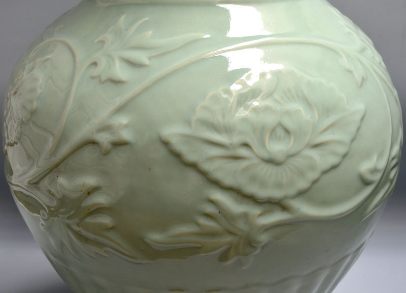 Massive Miyanaga Tozan Celadon Porcelain Vase