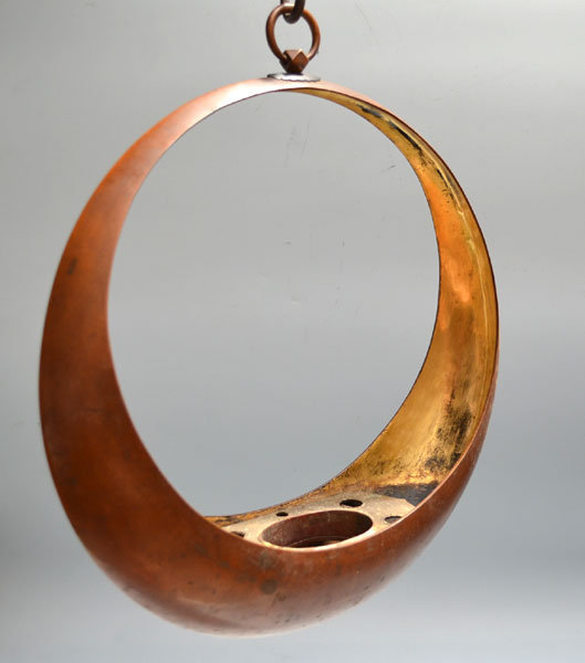 Meiji Japanese Gilded Bronze Hanging Moon Vase