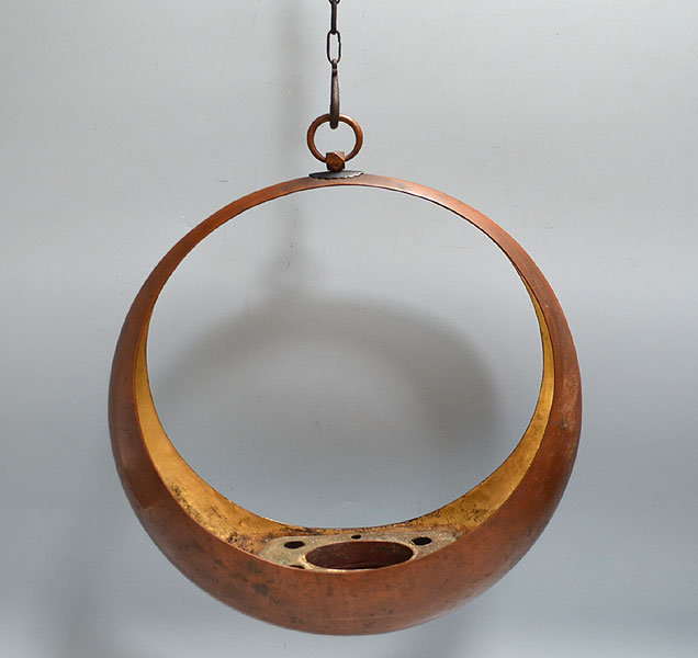 Meiji Japanese Gilded Bronze Hanging Moon Vase