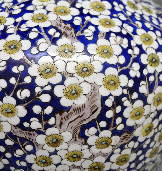 Large Antique Japanese Arita-yaki Vase, Plums