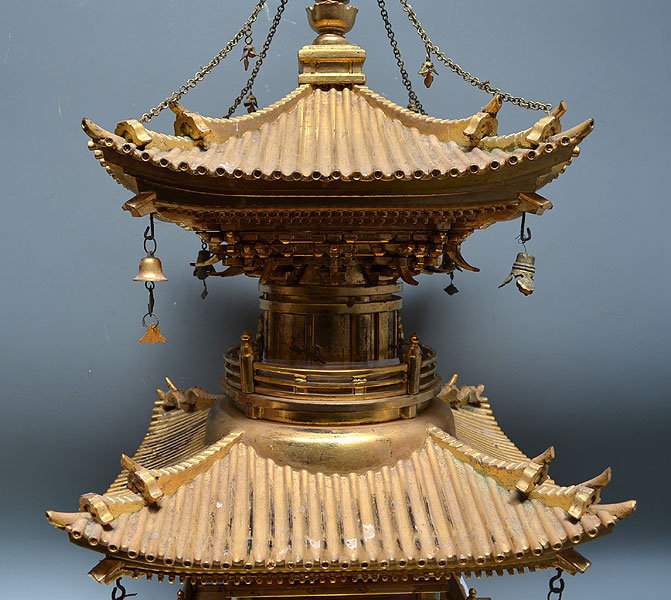 Large Gilded Japanese Temple Tower Reliquary