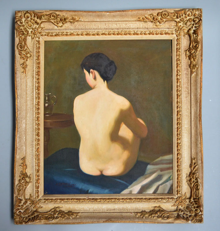 Antique Japanese Oil Painting, Nude by Yoshii Kosaburo