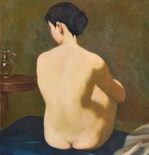 Antique Japanese Oil Painting, Nude by Yoshii Kosaburo