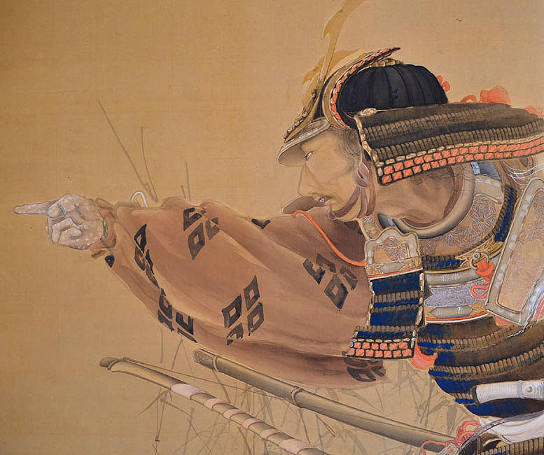 Large Samurai Warrior on Horse Meiji p. Screen, Beizan