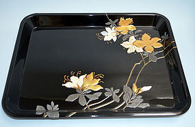Antique Japanese Maki-e & Inlayed Lacquer Tray