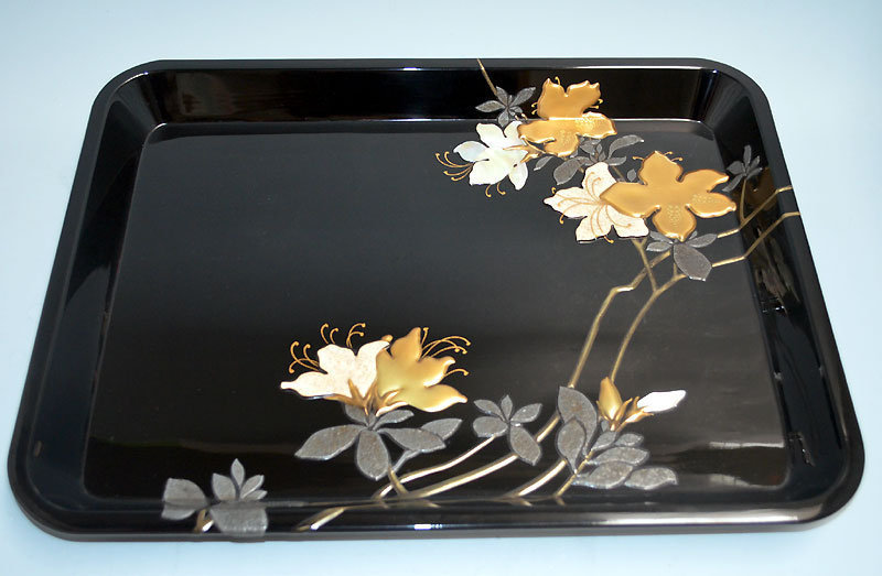 Antique Japanese Maki-e &amp; Inlayed Lacquer Tray