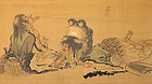 Framed Japanese Silk Painting of Sennin by Kodo