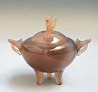 Superb Art Deco Japanese Agate Koro Incense Burner