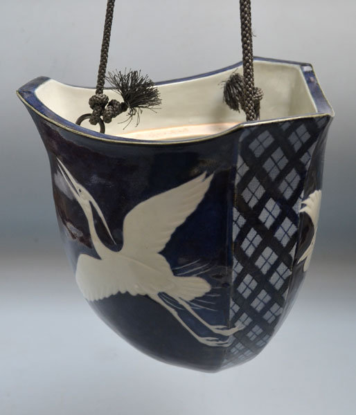 Hanging Porcelain vase by Nakamura Suiko, 1949 Nitten