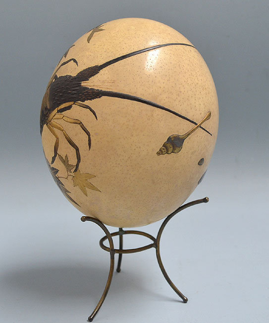 Meiji Period Japanese Lacquered Ostrich Egg Forms