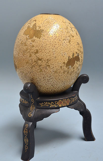 Meiji Period Japanese Lacquered Ostrich Egg Forms