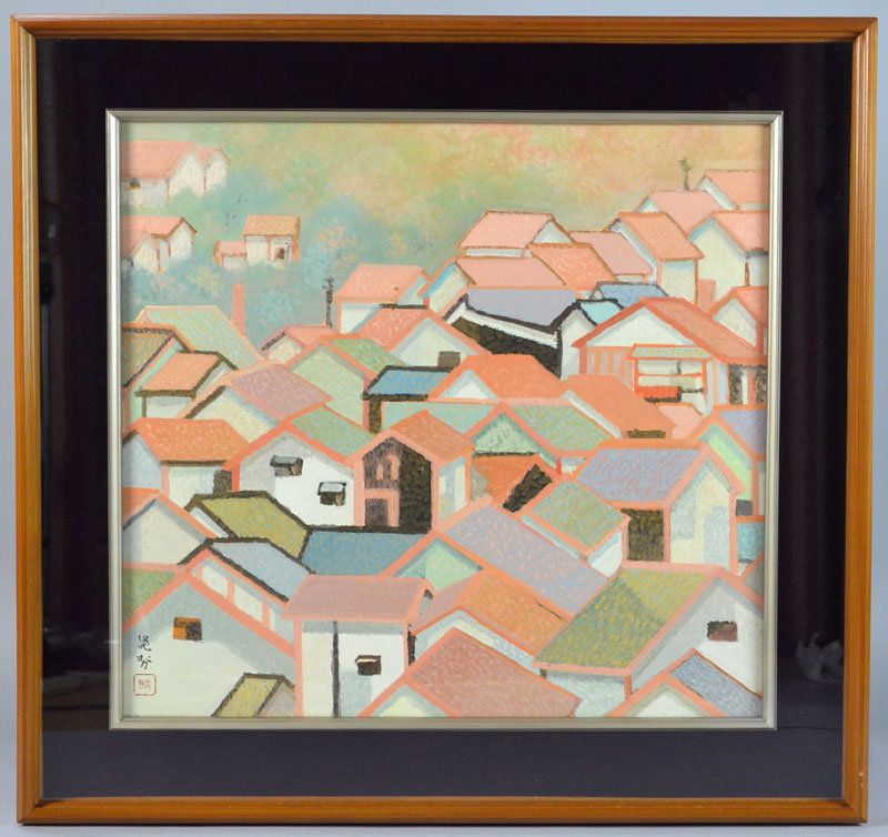 Important Mid Century Japanese Framed Painting, Miwa Chosei