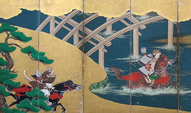 18th c. Spectacular Edo Japanese Gold Samurai Screen