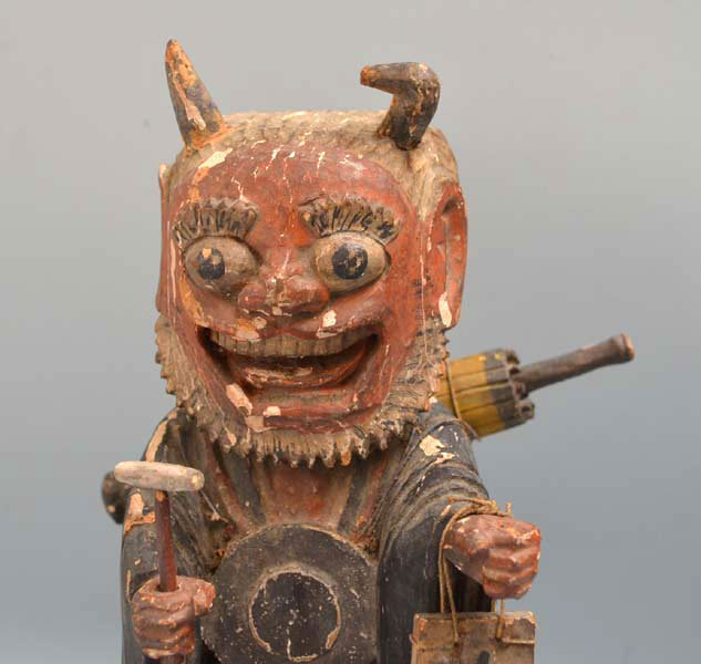 Antique Japanese Otsu-e Oni no Nenbutsu Demon Carving