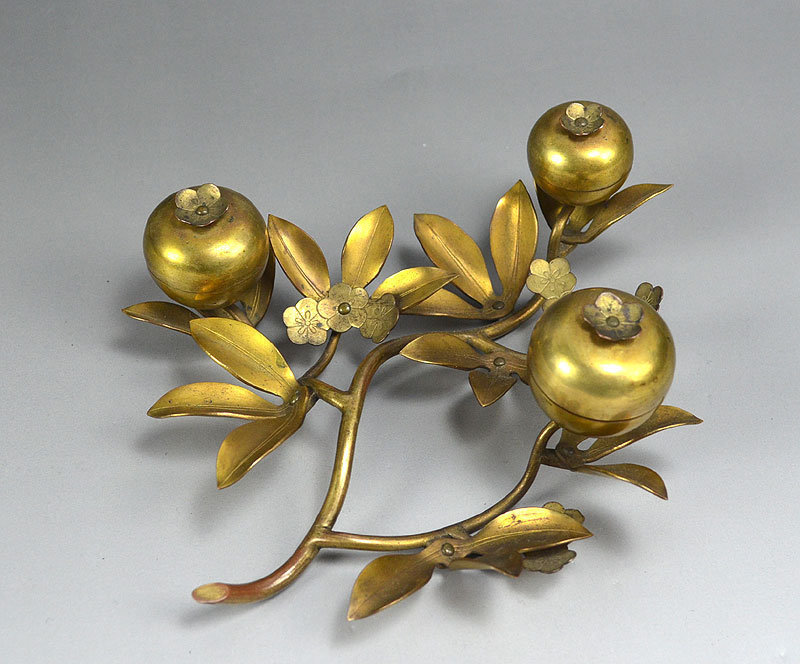 Antique Japanese Gilded Bronze Peach Branch
