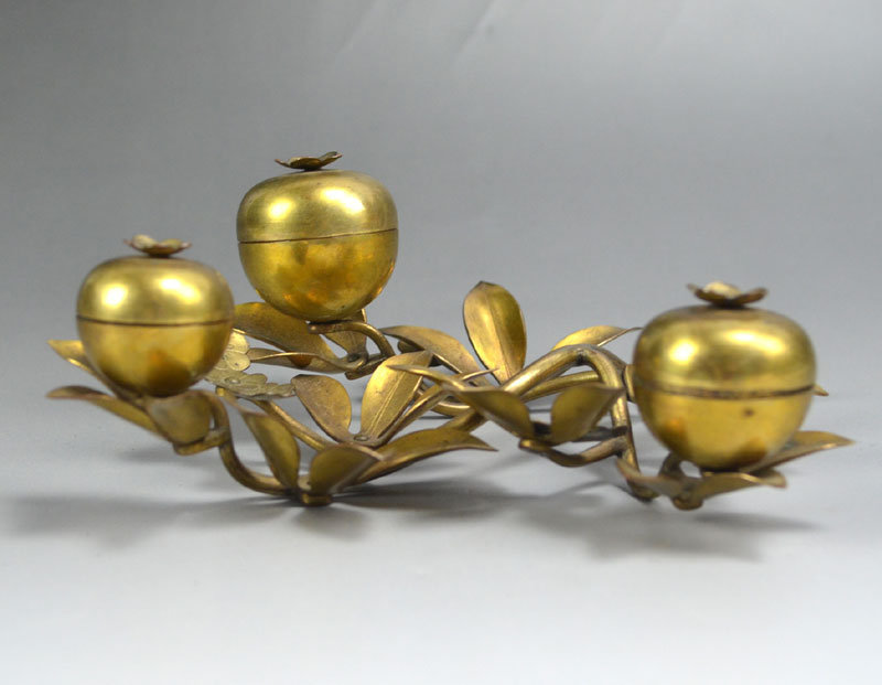 Antique Japanese Gilded Bronze Peach Branch