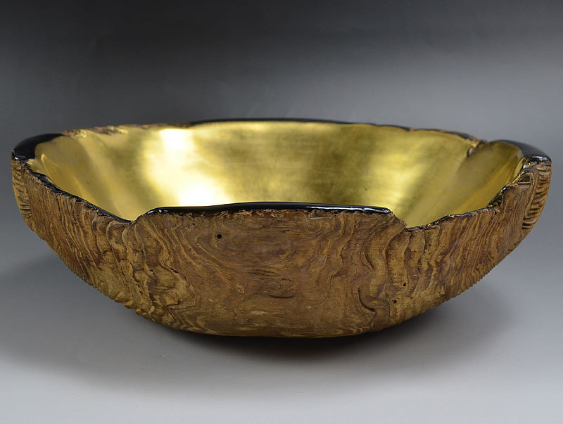 Exquisite Antique Japanese Gilded Wooden Bowl