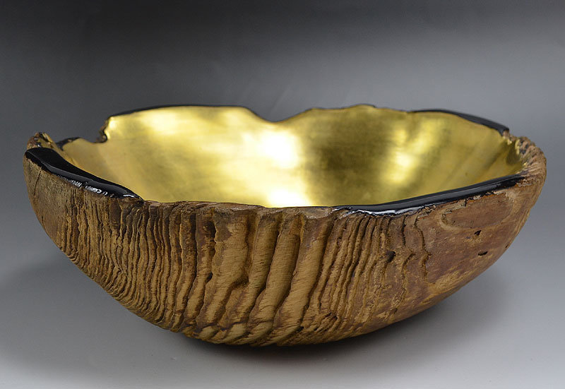 Exquisite Antique Japanese Gilded Wooden Bowl