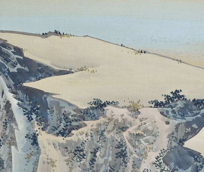 Superb Antique Japanese Silk Screen, Nomura Bunkyo Landscape