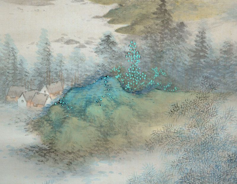 Superb Akamatsu Unrei Silk Landscape Scroll