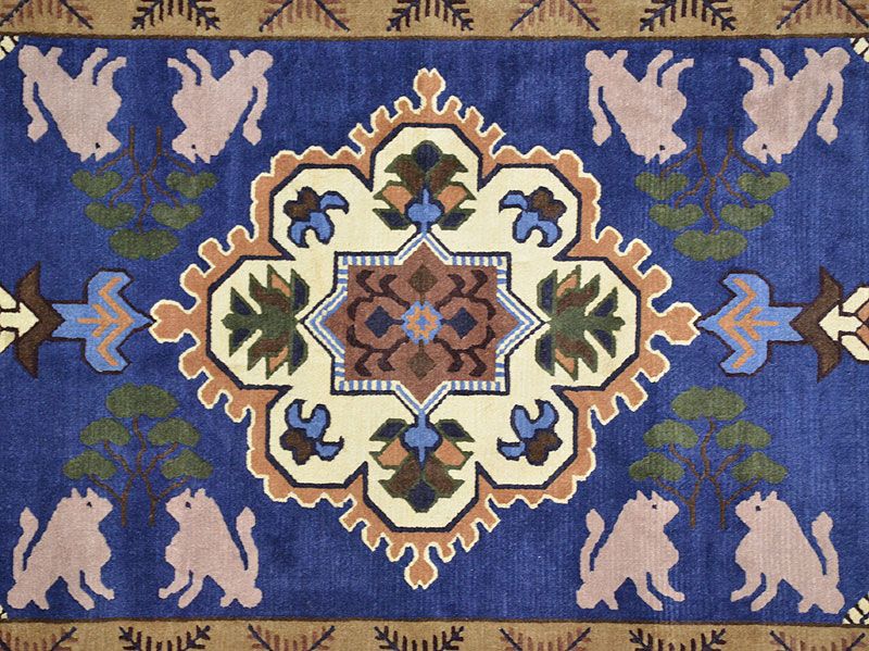 Stunning Ako-Dantsu Carpet with Shishi Lions