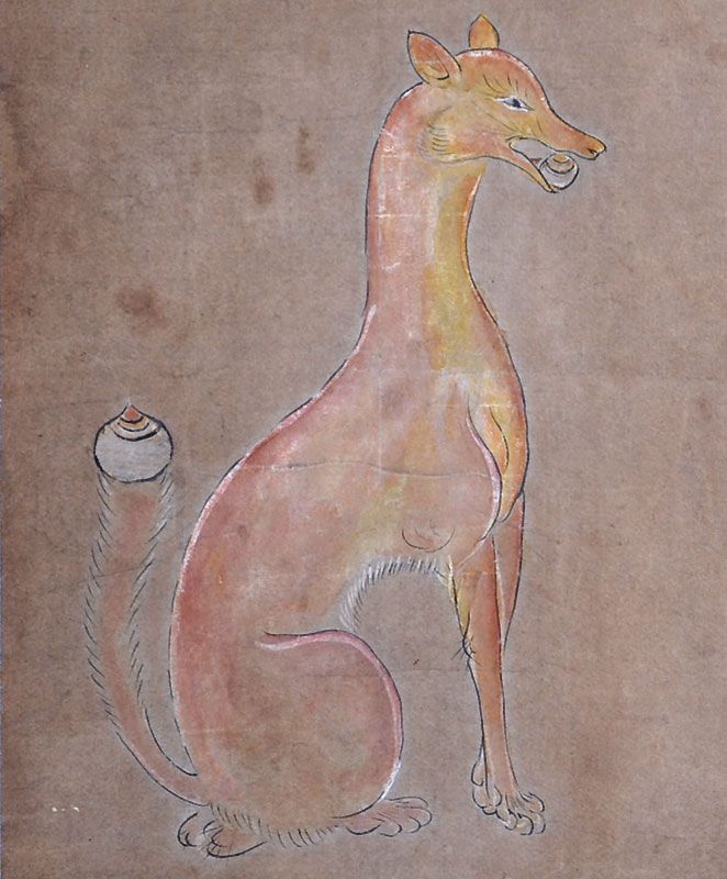 Edo p. Inari Fox Talisman Mounted as a Scroll