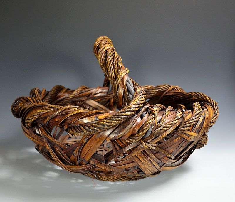 Fine Large Japanese Bamboo Art Basket, Yufu Shohaku