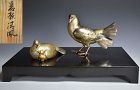 Life-sized Mixed Metal Pidgeons by Iwase Seifu