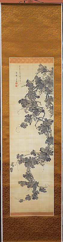 Oda Kaisen, Grapes, Edo Period Sumi-e Ink Masterpiece