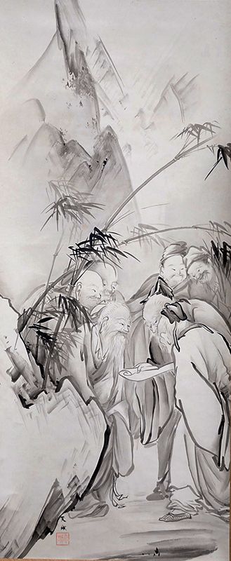 Scholars in Bamboo Forest, Scroll by Honda Tenjo