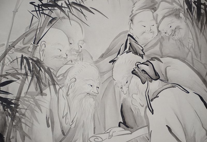 Scholars in Bamboo Forest, Scroll by Honda Tenjo