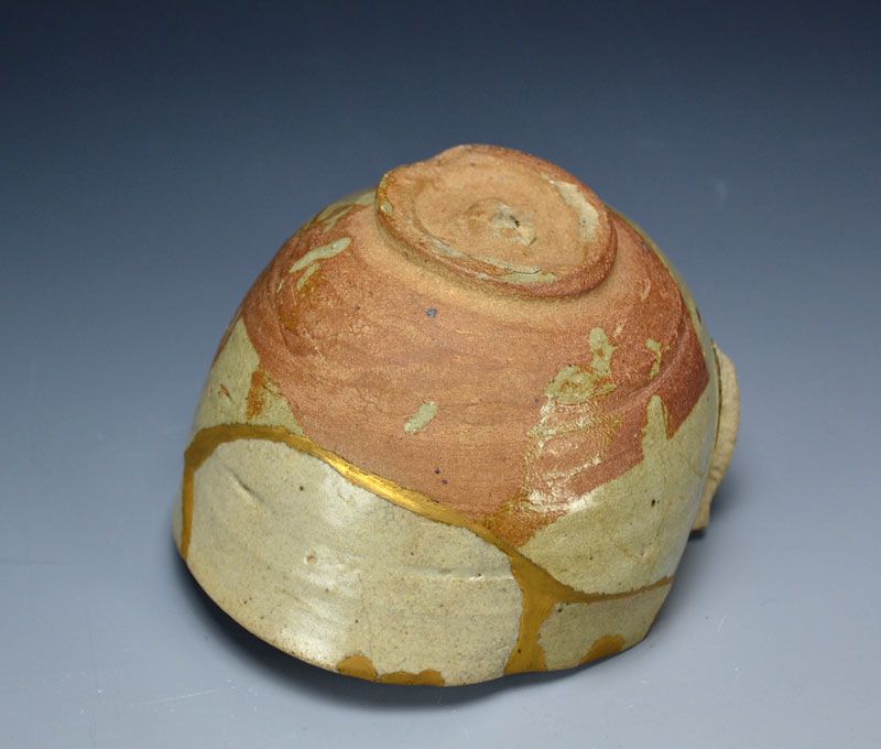 Antique Japanese Yosegi Chawan Tea Bowl w/ Gold Repairs