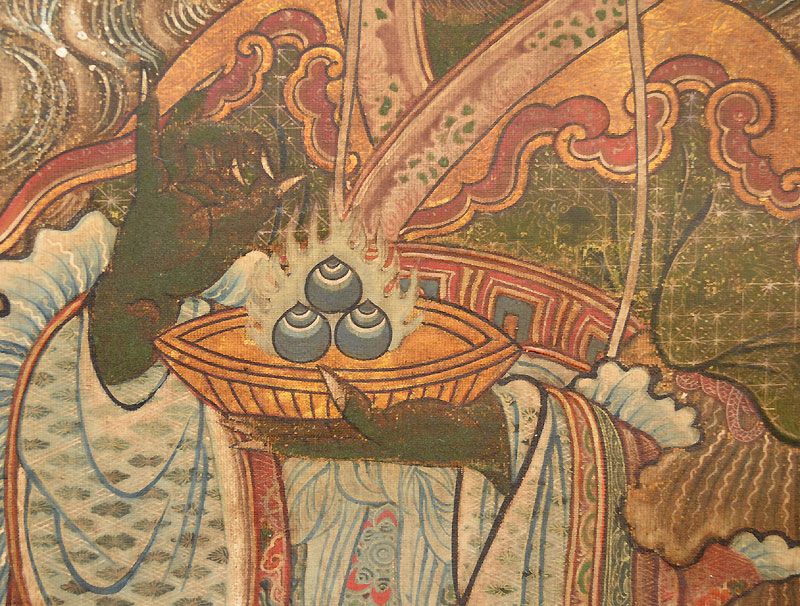 Antique Japanese Buddhist Scroll, Varuna the Dragon King