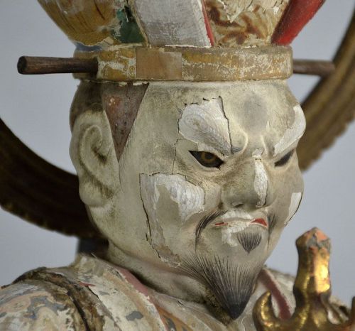 Edo period Guardian Buddhist Deity Holding Tower