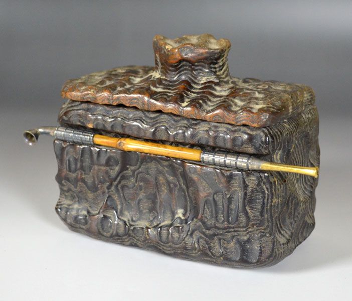 Antique Japanese Mingei Arts &amp; Crafts Tabaco Box w/Pipe