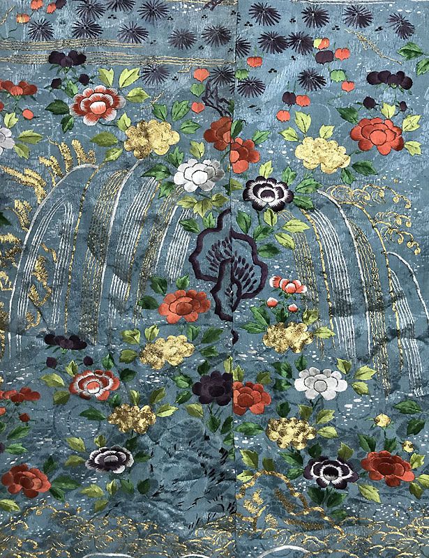 Breathtaking Antique Japanese Embroidered Silk Tapestry