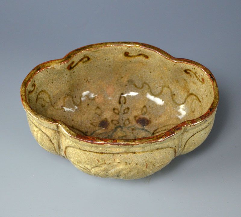 Rare Edo p. Japanese Genpin-yaki Pottery Bowl
