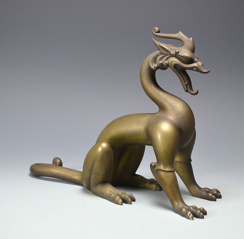 Spectacular Antique White Bronze Dragon, Mitsui Yoshio