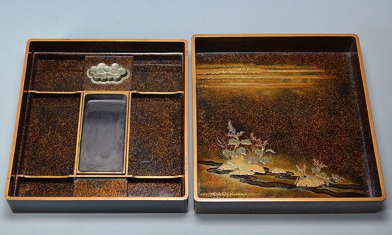 Antique Japanese Lacquer Suzuri-Bako Writing Box