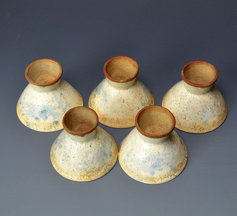 Rare Kosobe Yaki Sake Cup Set, Late Edo