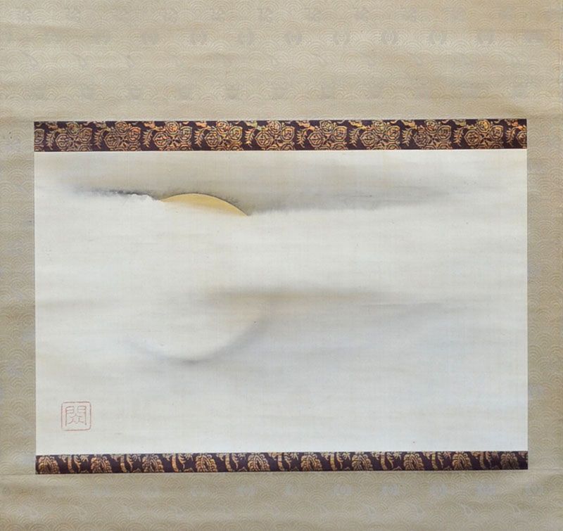 19th c. Silk Moon Scroll by Buddhist Priest Wada Gozan