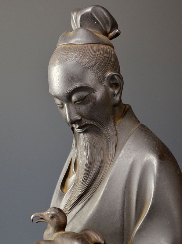 Exquisite Bronze Figure, Du Fu by Yamamoto Junmin